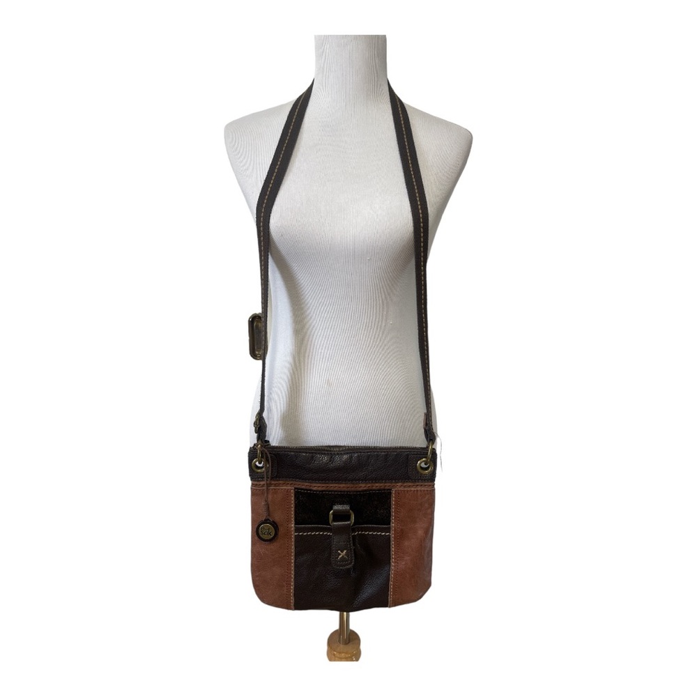 The Sak Brown Black Colorblock Leather Crossbody Bag Purse